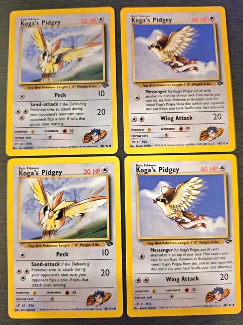Wizards of the Coast Pokemon TCG Gym Challenge Koga's Pidgey 4-Card Lot 49/80